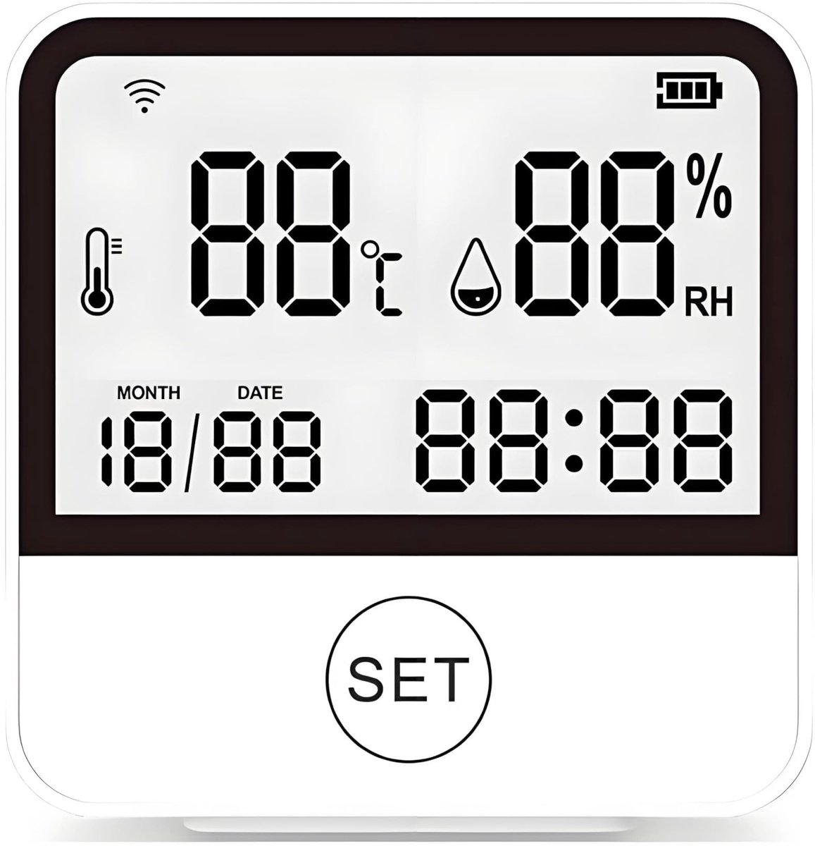 Omgoods - Wifi Thermometer en Hygrometer met LCD Klok, Draadloze Temperatuur Sensor