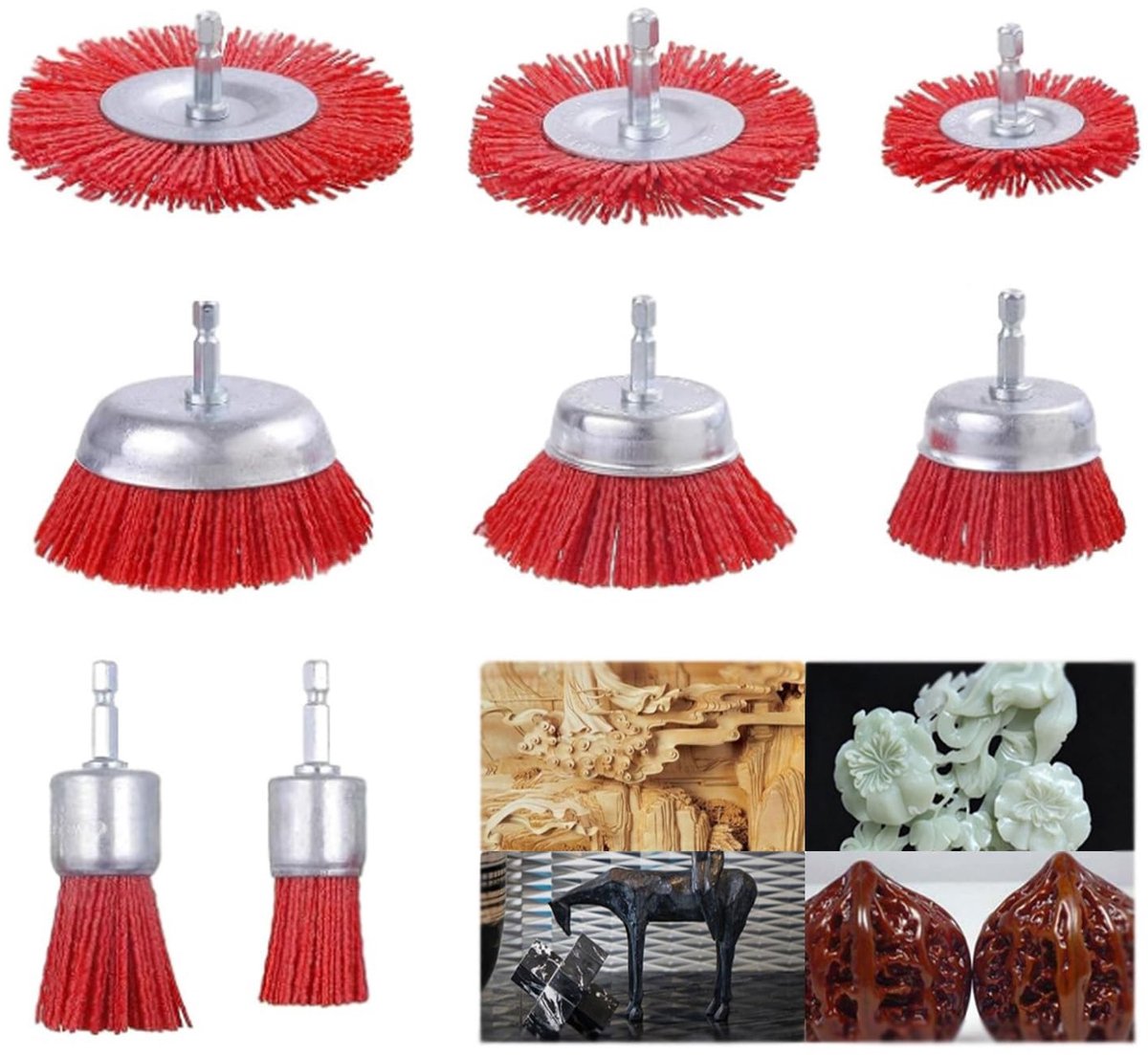 Omgoods - Set van 8 Nylon Borstels voor Roest- en Corrosieverwijdering