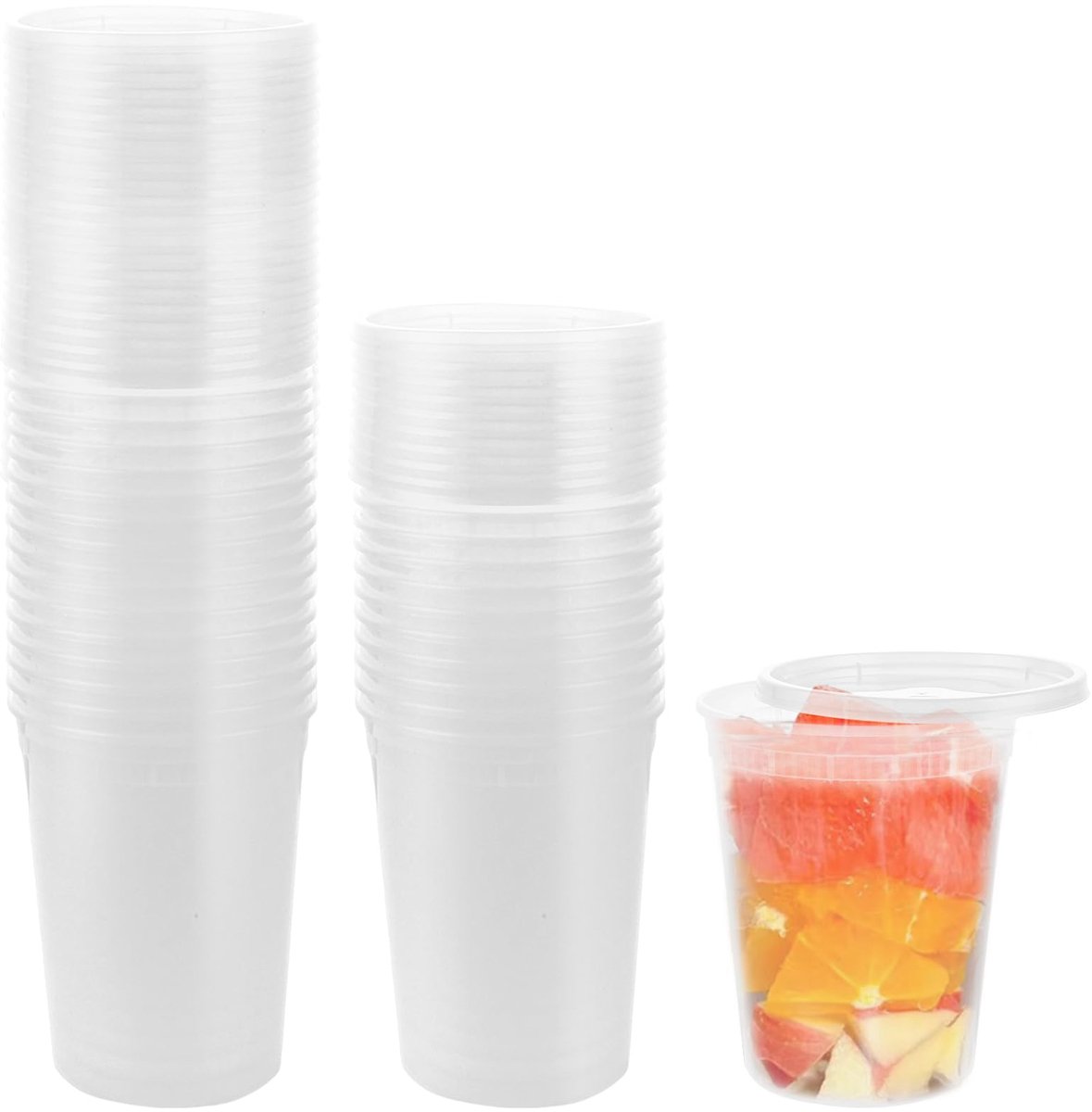 Omgoods- Bewaarbekers 30 stuks BPA-vrij - Kunststof Containers - Herbruikbare Voedselcontainer - 920 ml - Transparant - Hitte- en Koudebestendig - Voedselcontainers