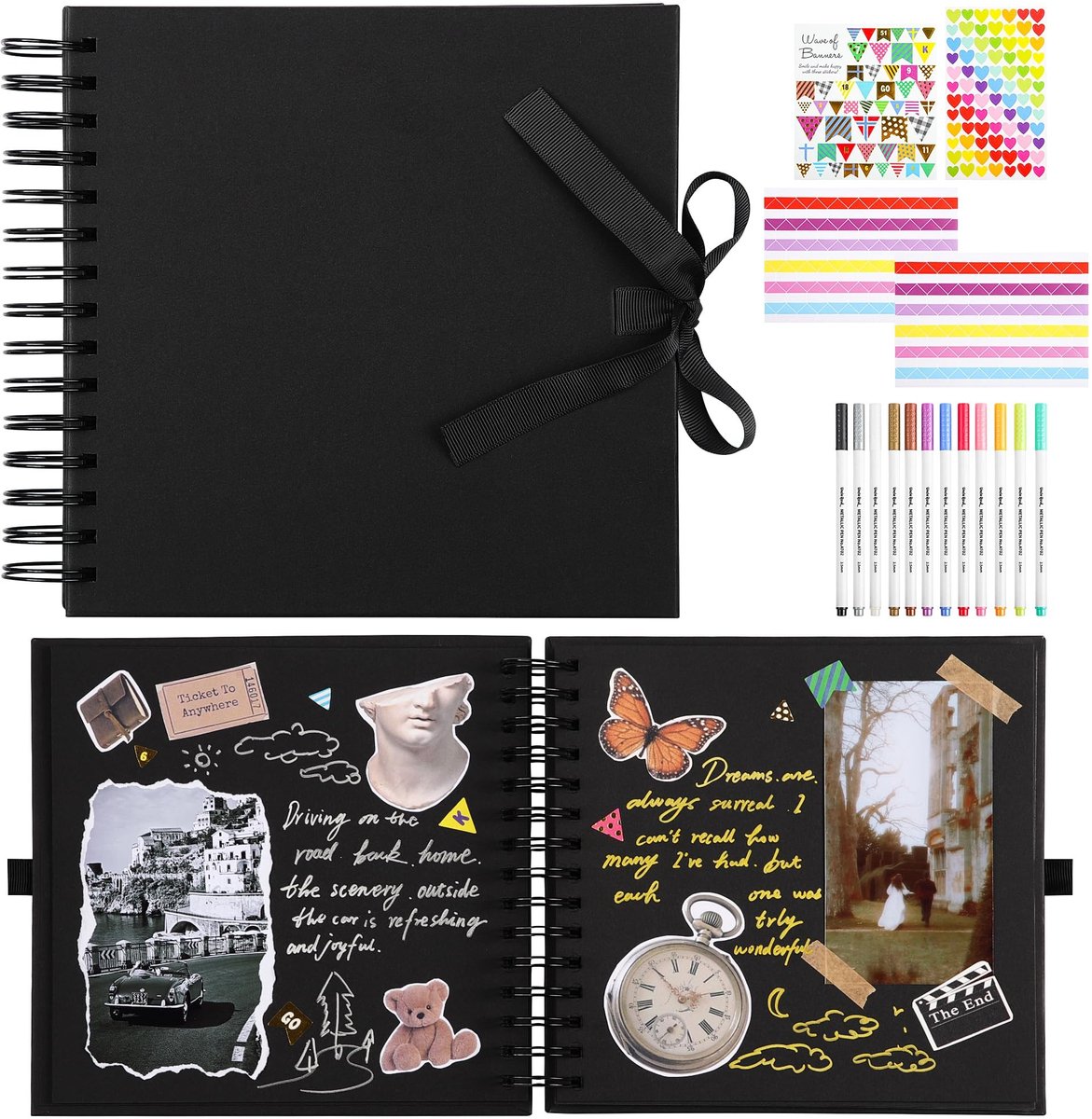 Omgoods - 80 Pagina's Scrapbook Foto Album met Zwart Papier
