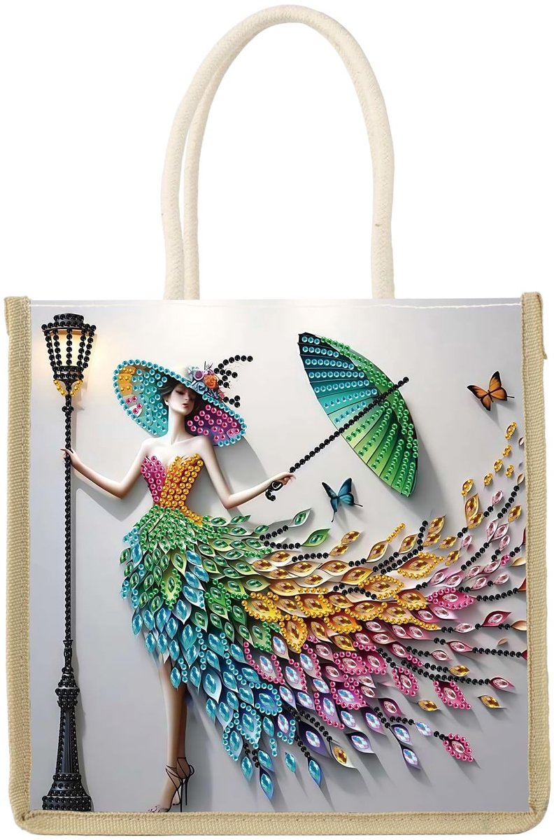 Omgoods - Mooi Vrouwelijk Diamond Painting Tote Bag voor Winkelen