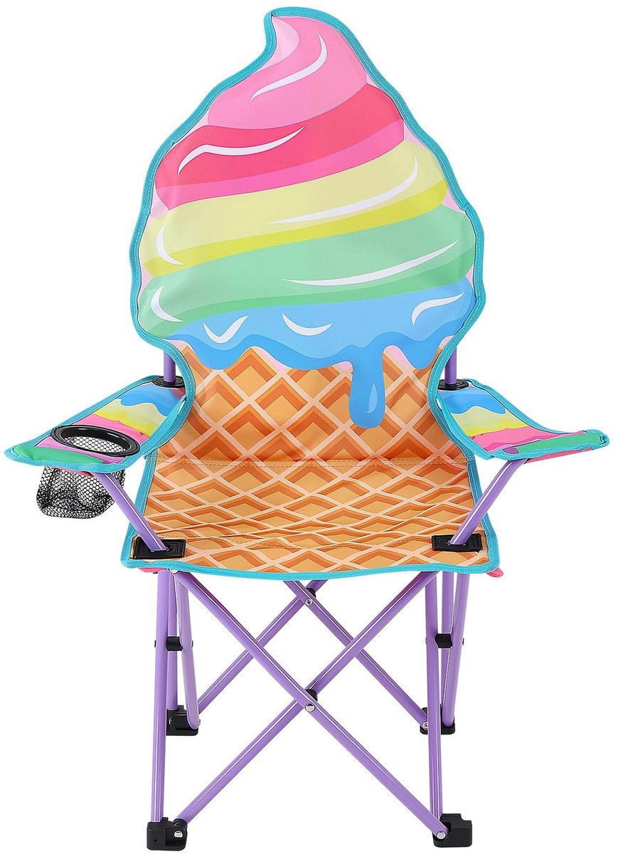 Omgoods - Kindercampingstoel Vlinder - Draagbare Klapstoel met Bekerhouder