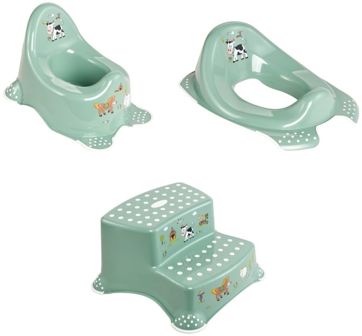 Omgoods - Funny Farm Zindelijkheidstraining Set: Potje, Toiletbril en Opstapje