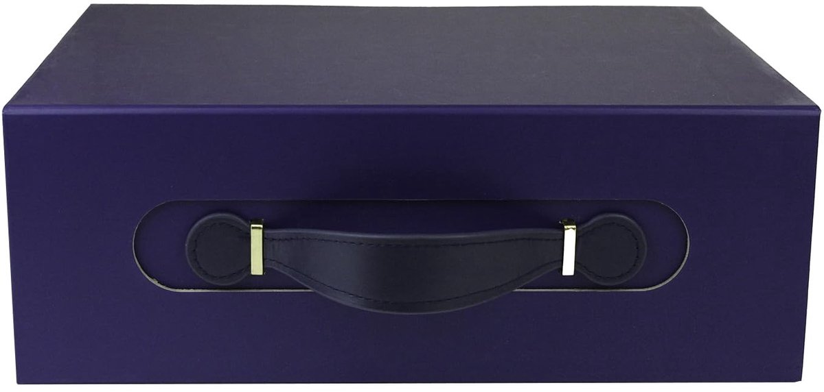 Omgoods - Luxe Blauwe Magnetische Geschenkdoos met Lederen Handvat, Maat 3