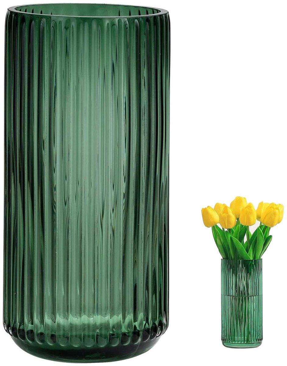 Omgoods - Ribbelglas Vaasje van 20 cm voor Diverse Bloemen