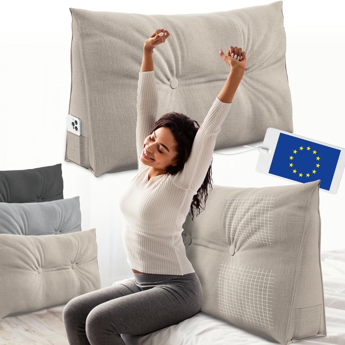 Omgoods - Rugkussen Wigvorm 70 cm - Comfortabel voor Bed en Bank