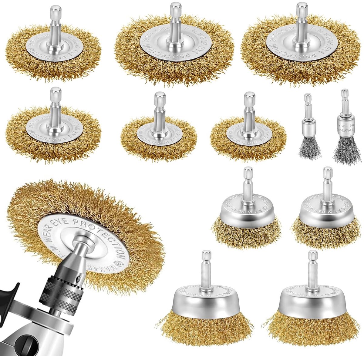 Omgoods - Set van 12 Staalborstels met Hexagonale Schacht