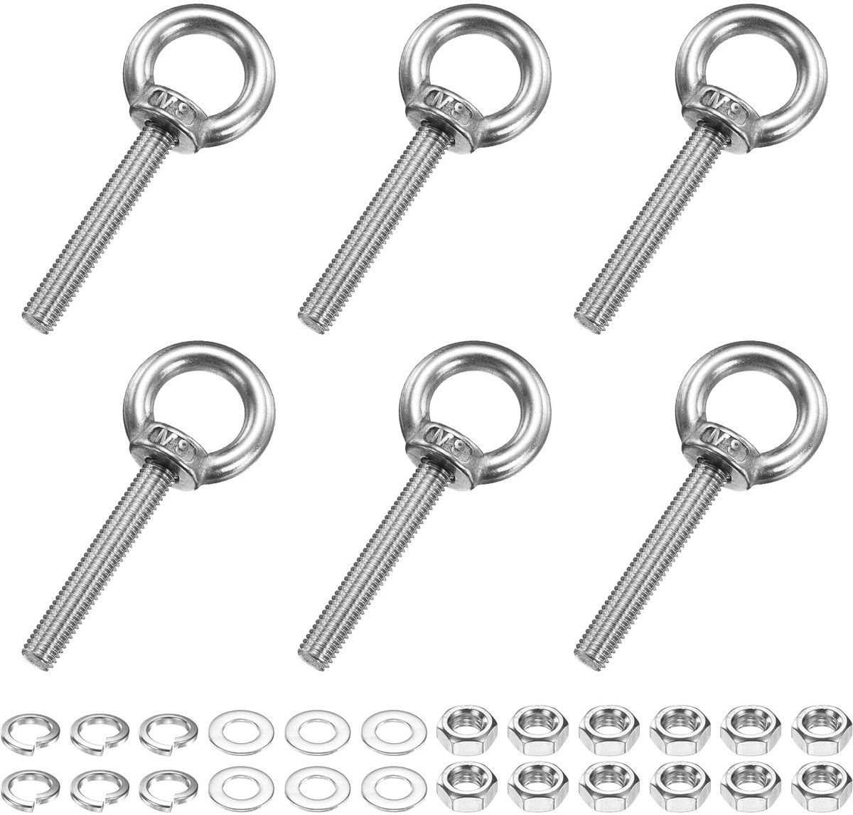 Omgoods - Set van 6 Oogringen met Borgmoeren voor Hangmatten