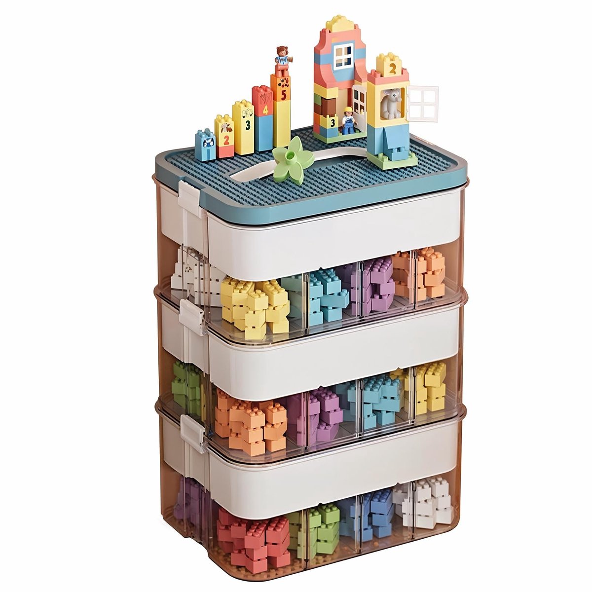 Omgoods - 3 Laags Stapelbare Lego Opbergdoos in Groen