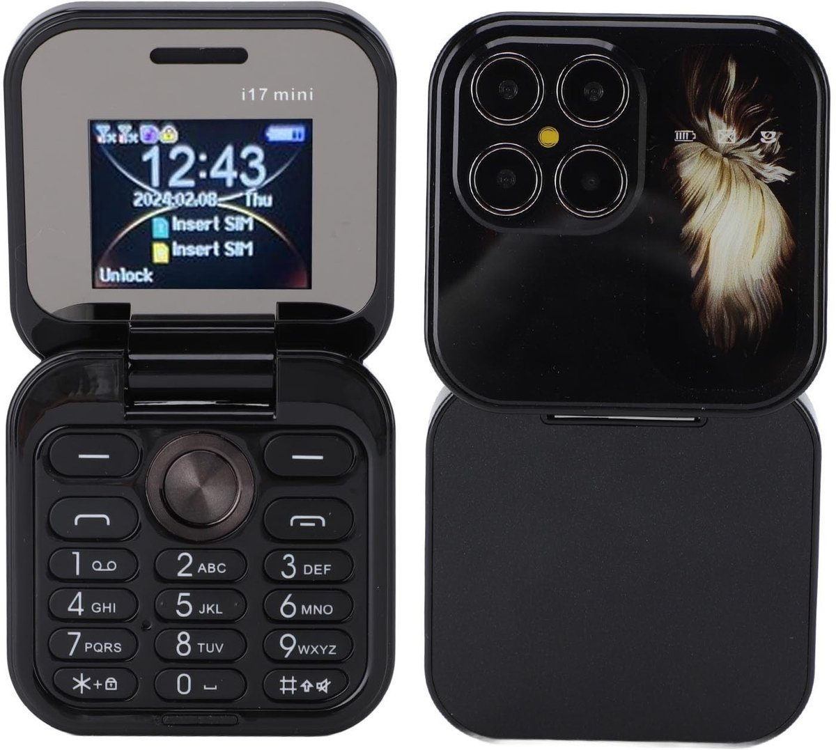 Omgoods - Klapmobiele Telefoon - Eenvoudig te Bedienen - Kleinste Mobiele Telefoon - Grote Toetsen - FM-Radio - Geschikt voor Senioren - Dual-Nano-...