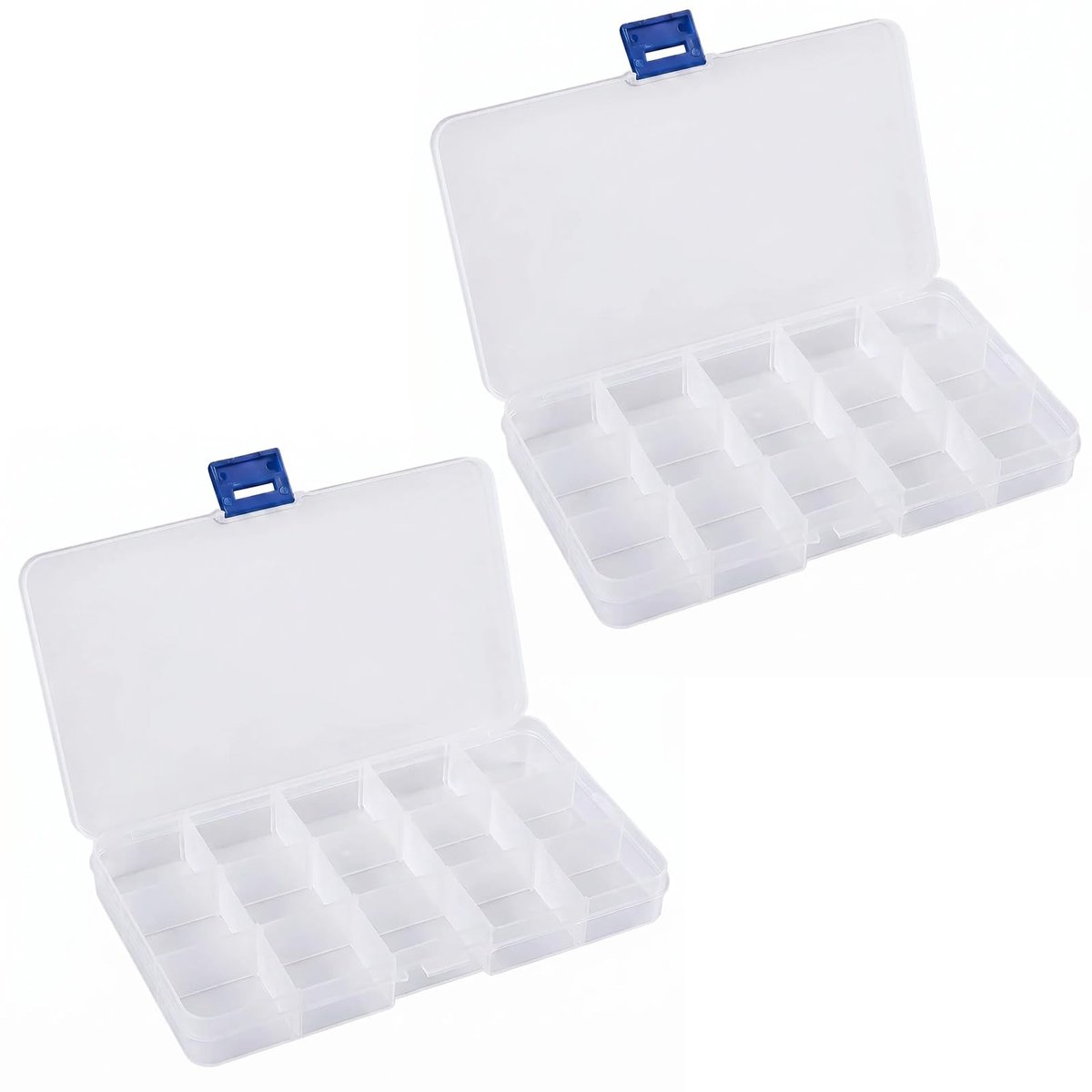 Omgoods - 2 Stuks Opbergdozen met 15 Variabele Compartimenten voor Kleine Onderdelen