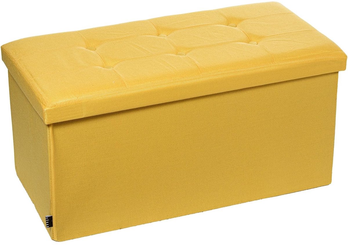 Omgoods - Opvouwbare Zitzak met Opbergruimte Polyester Mosterd 38 x 38 x 77 cm