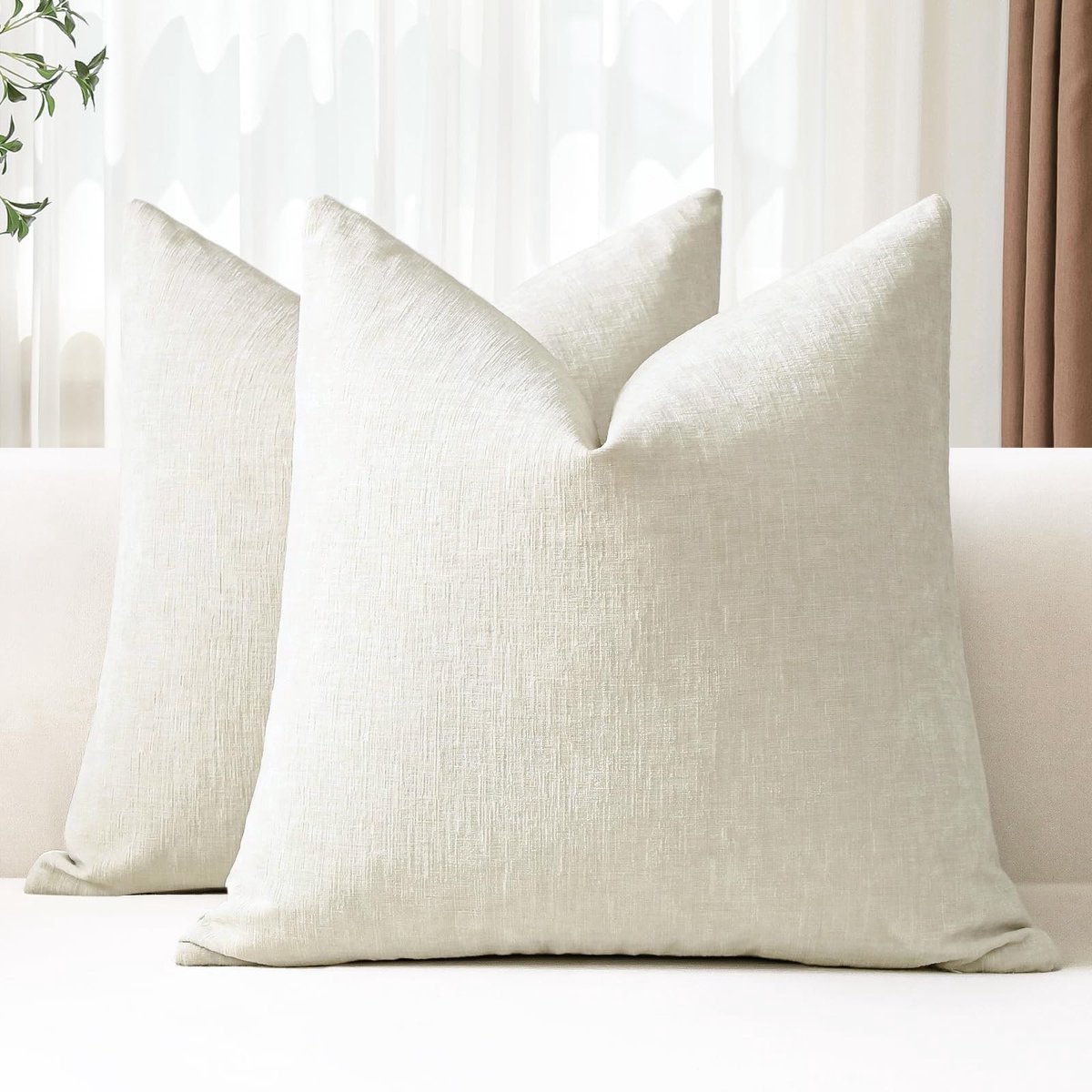 Omgoods - Set van 2 Chenille Kussenhoezen 50x50 cm voor Woondecoratie