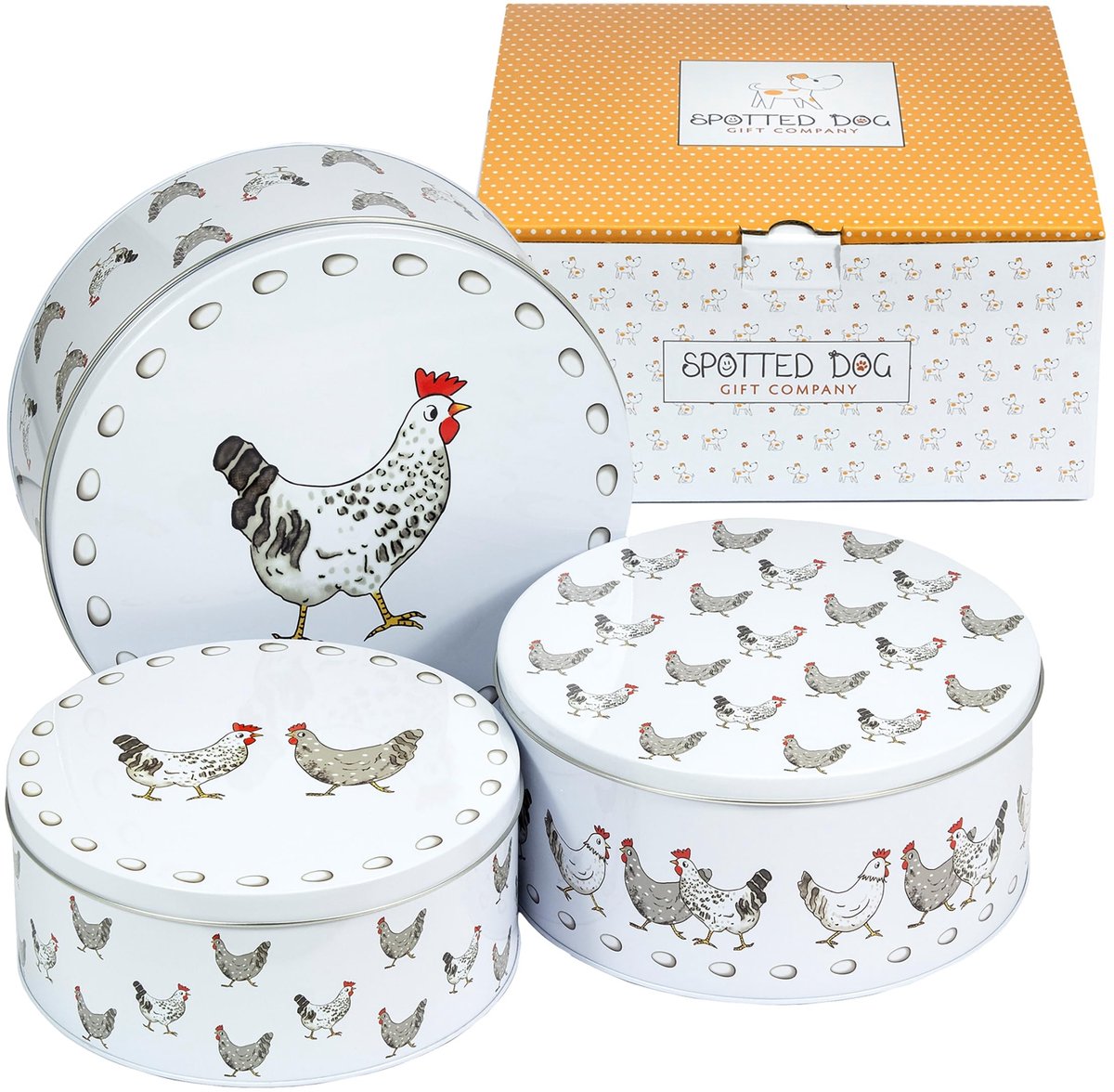 Omgoods - Set van 3 Metalen Koektrommels met Dierenmotief