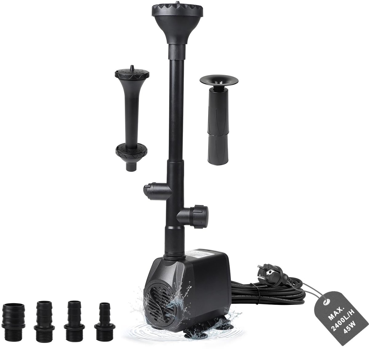 Omgoods - Tuin Pomp met 3 Fontein Stijlen en 2500 l/h