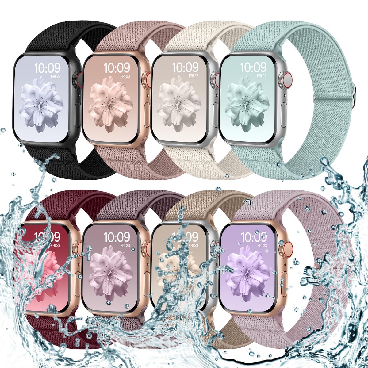 Omgoods - Set van 8 Elastische Armbanden voor Apple Watch