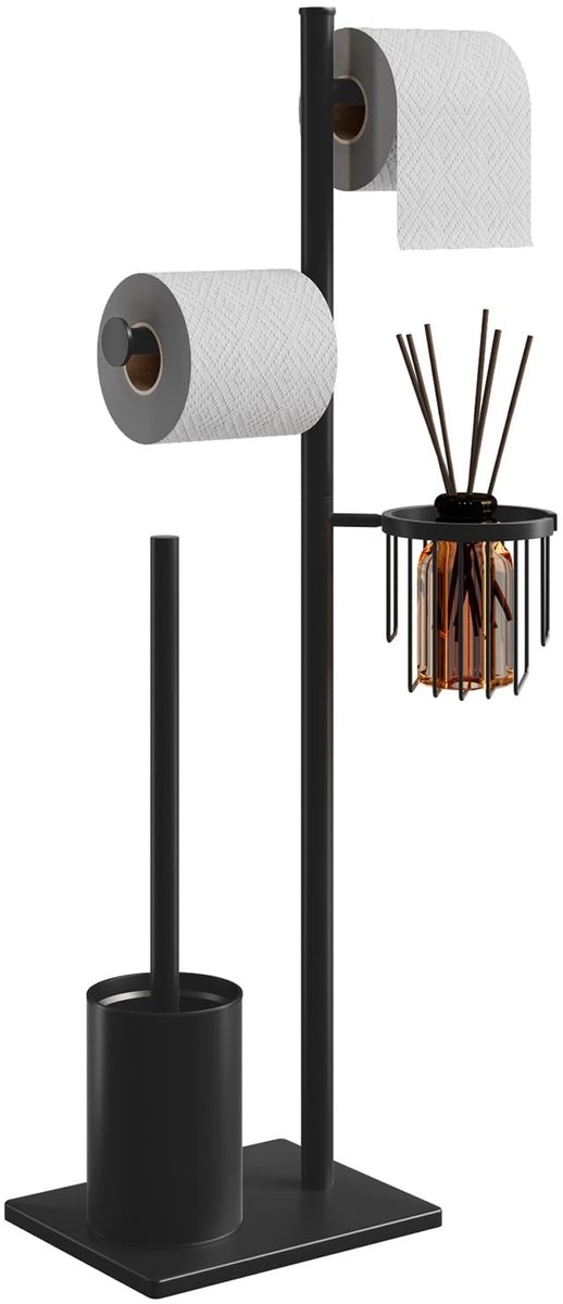Omgoods - Vrijstaande Toiletpapierhouder Set - Inclusief Toiletborstel