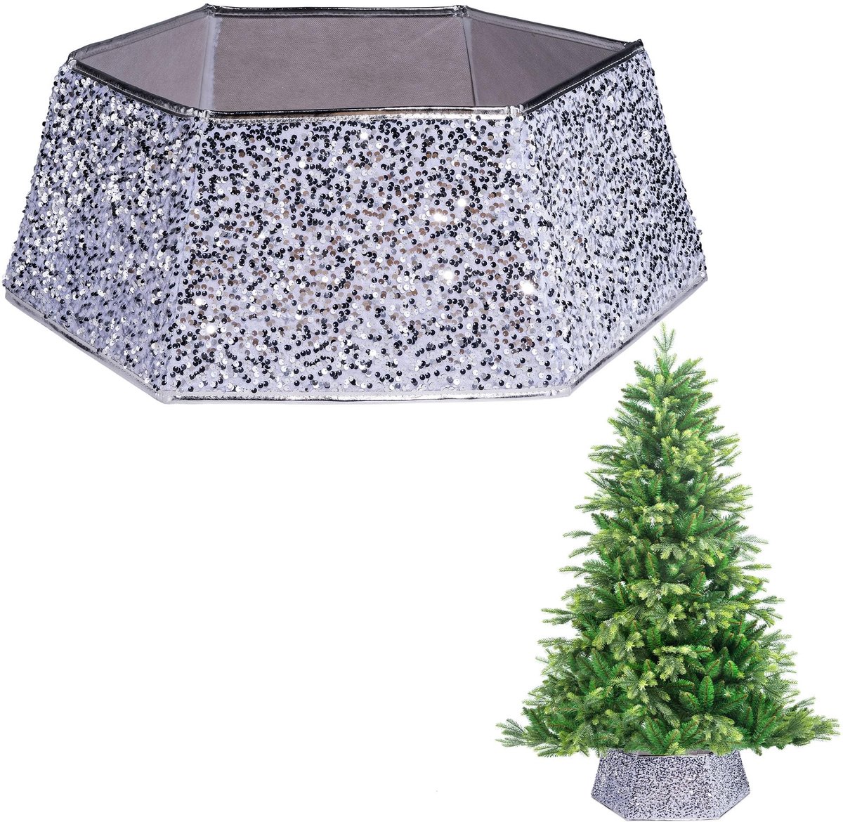 Omgoods - 27 Inch Kerstboomrok met Pailletten voor Decoratie