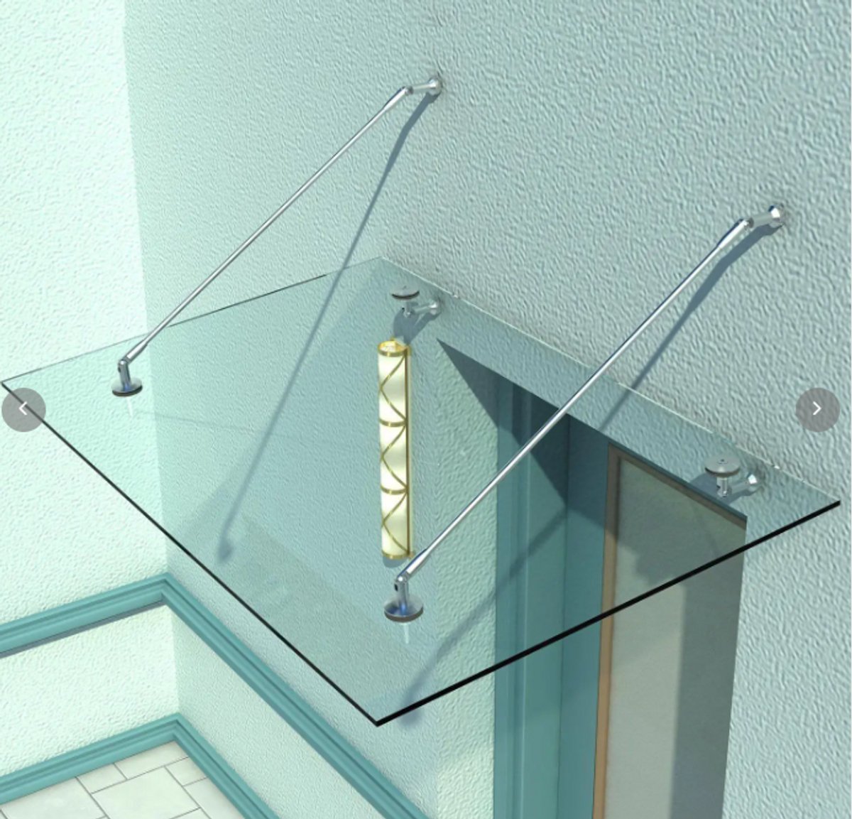 REDOM - Glazen deurvordach - Gehard glas volgens DIN 12150 - Verstelbare waterafvoer - 304 roestvrijstalen steunen - Transparant - 150 x 90 cm