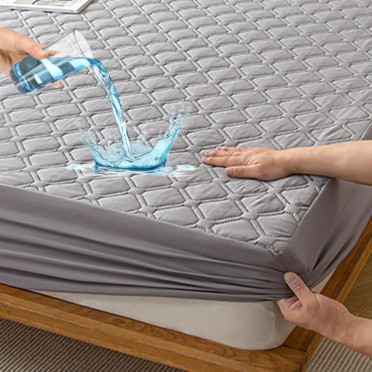 Omgoods- Matrasbeschermer Waterdicht - Hoeslaken 90x200 cm - Katoen/Microvezel - Ademend - Elastische Randen - Bescherming tegen Vlekken - Matrashoes