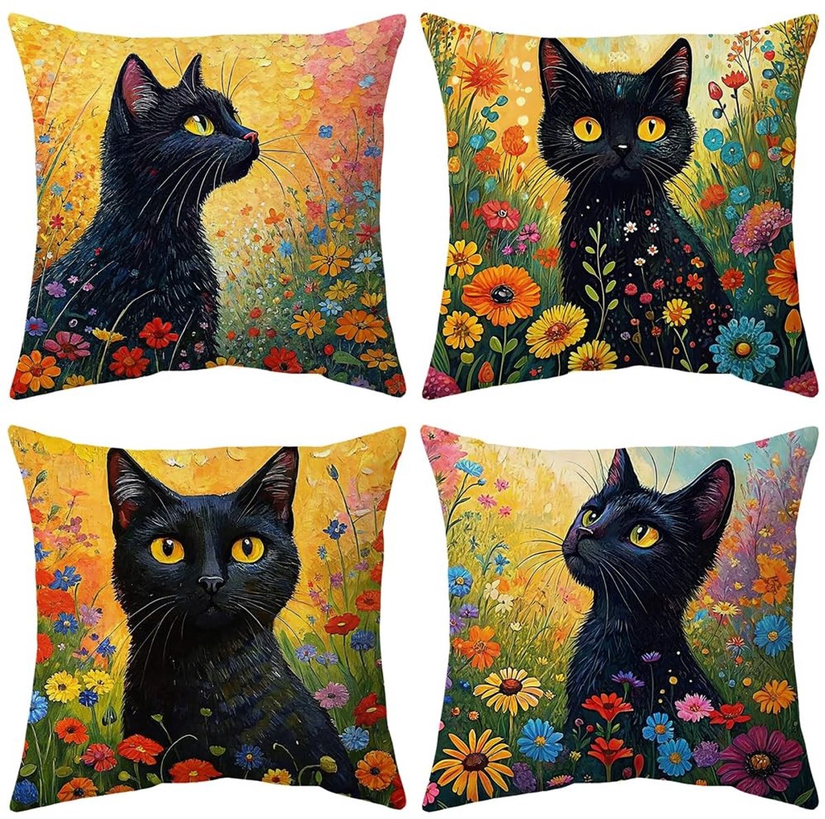 Omgoods - Set van 4 Velours Kussenhoezen 45 x 45 cm met Verborgen Rits