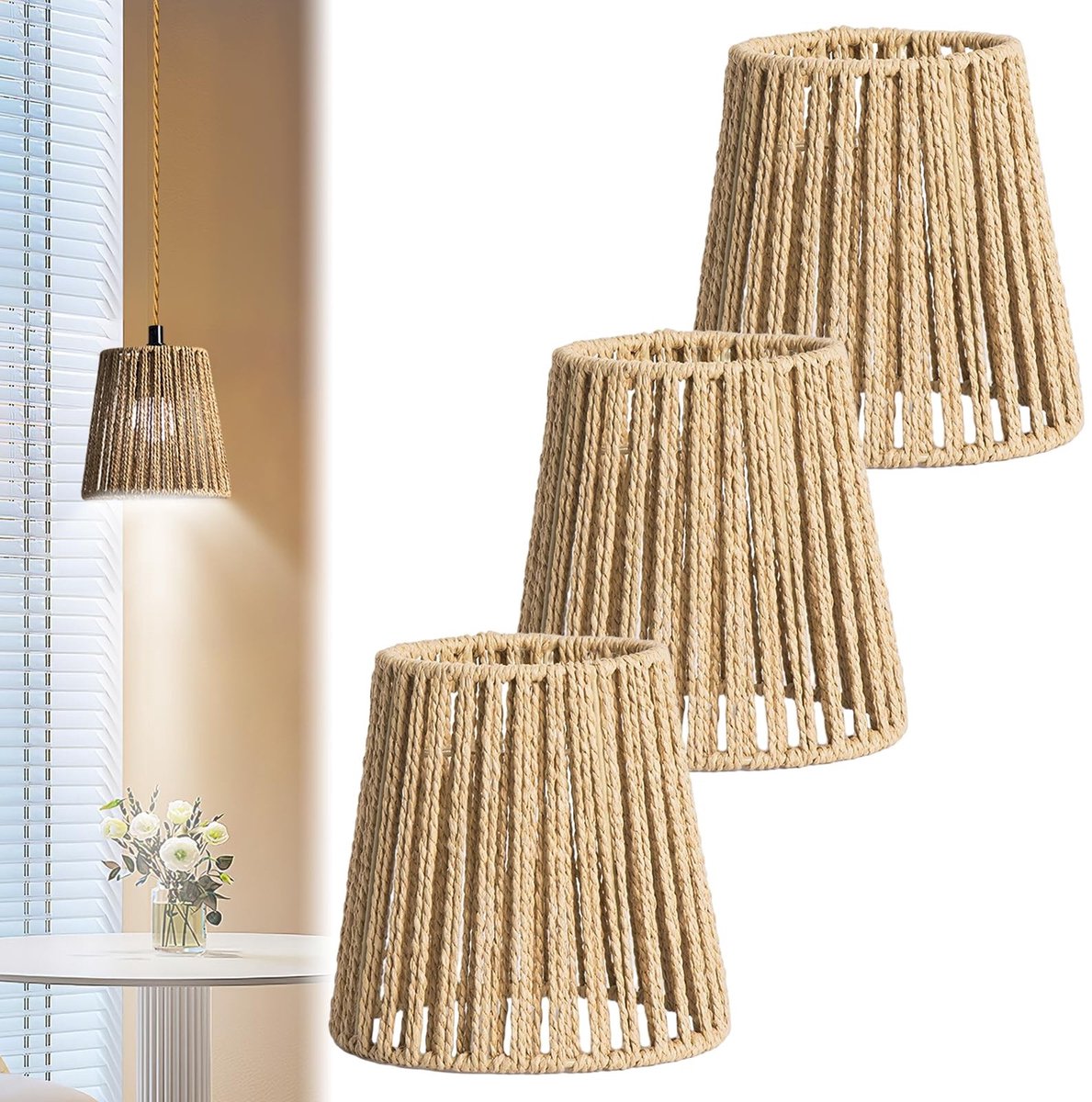 Omgoods - Set van 3 Boho Lampshades voor Tafellamp en Hanglamp