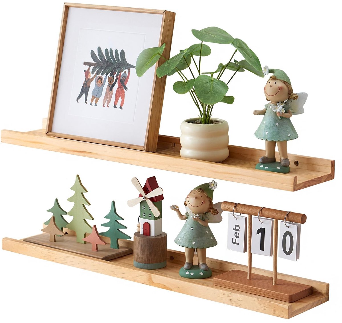 Omgoods- Wandplank 80 x 15 cm - Zwevende Planken - 2 stuks - Grenenhout - Veiligheidswaarschuwing 22 kg - Milieuvriendelijke lak - Plank