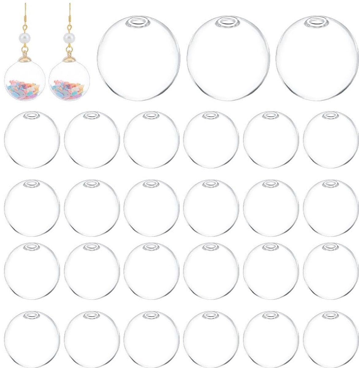 Omgoods - 30 stuks Mini Glazen Bolfles - Lege Heldere Glazen Bolkralen voor Sieraden
