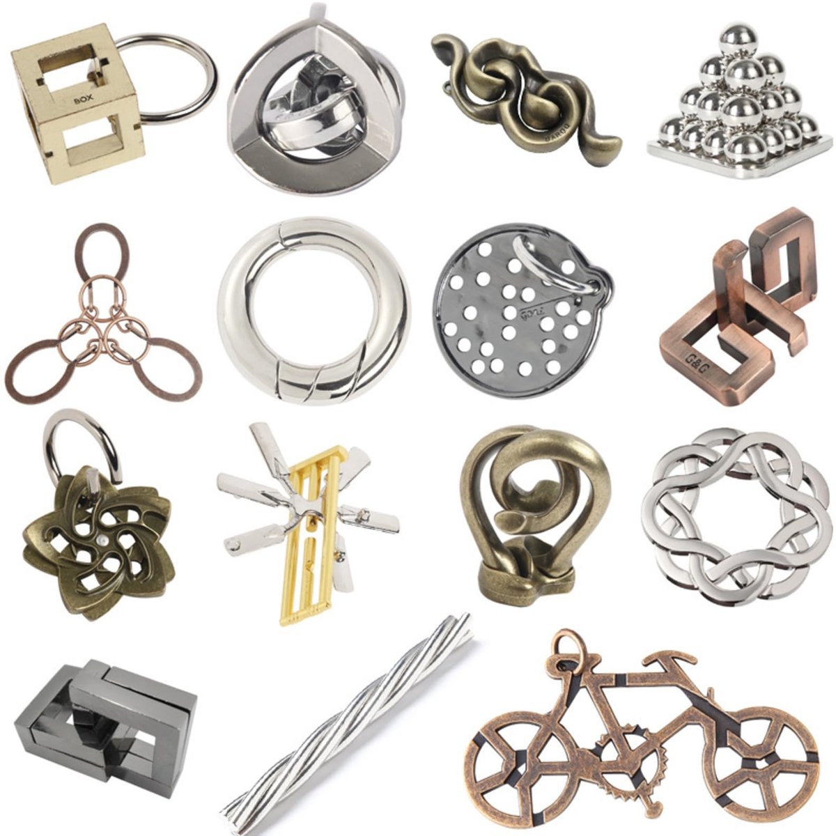 Omgoods - 15 Stuks Metalen Draad Puzzels Educatief Denkspel