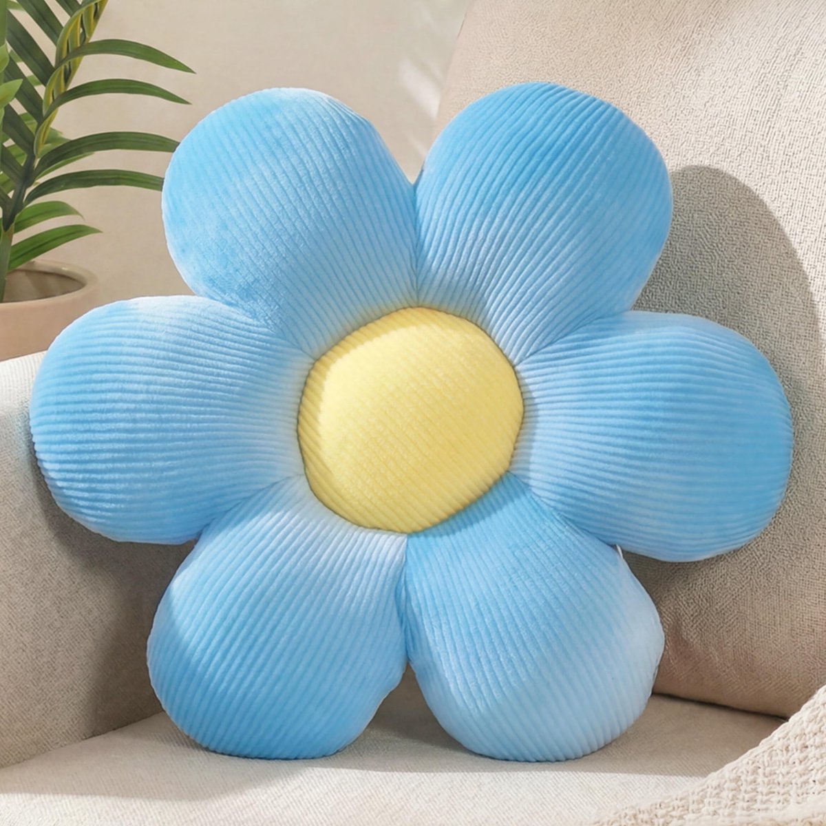 Omgoods - Decoratief Madelief Bloemen Kussen 38 cm - Zacht Vloer- en Sierkussen