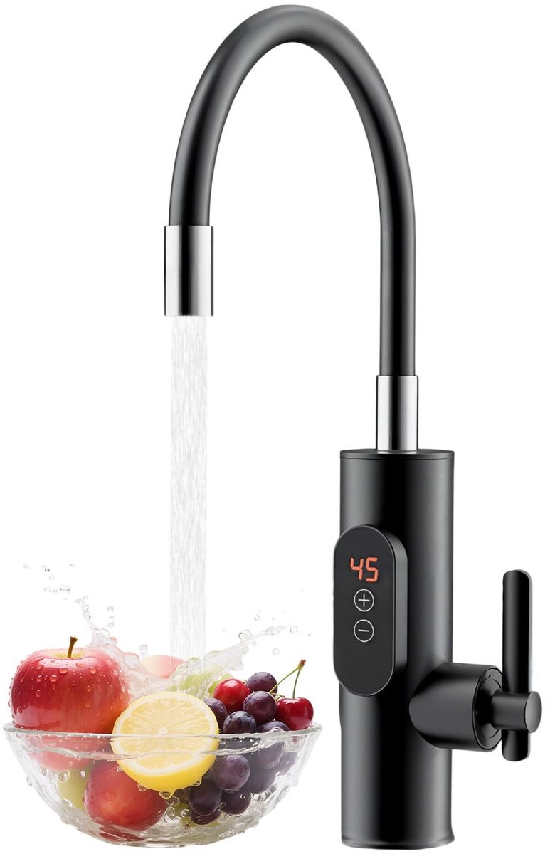 Omgoods - 3300W RVS Keuken Kraan met LCD Temperatuurweergave