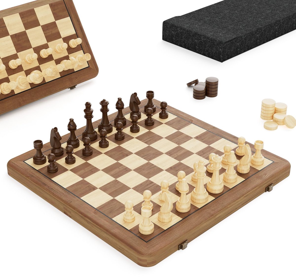 Omgoods - Magnetisch Houten Schaakspel met Opbergdoos