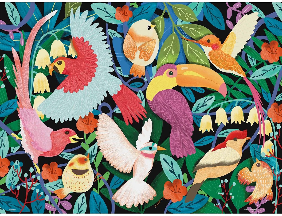 Omgoods - Puzzel met 1000 Stukjes - Exotische Vogels