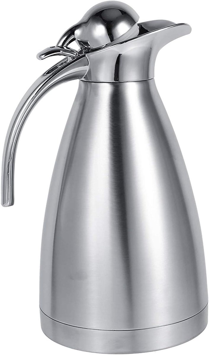 Thermoskan RVS - Isolatiekan Warme Dranken - Dranken Warm Houden - Vacuüm Geïsoleerd Dubbelwandig - 2 Liter - Zilver