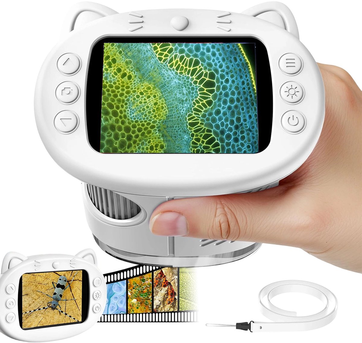 Digitale Microscoop 1000x - Wetenschappelijk Speelgoed voor Kinderen - 2,4-inch IPS-kleurendisplay - 4x Digitale Zoom & 8 LED-lampjes - 32MB Opslag voor 200 Foto's - Foto & Video Opname - Voor STEM-Leren & Natuuronderzoek