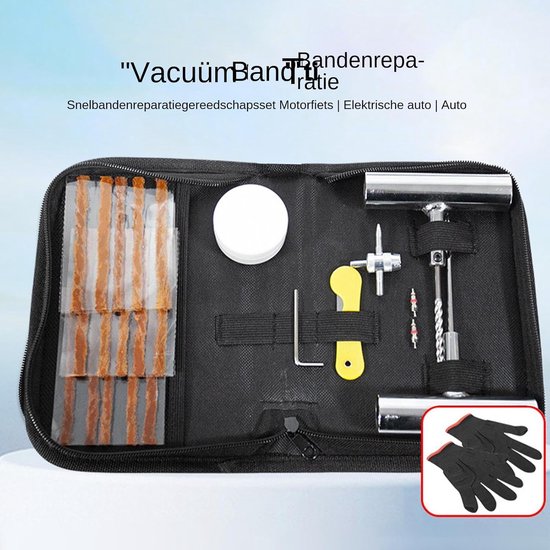 Autoband Reparatieset - Lekherstel Kit - Onderweg Repareren - Universeel Voertuig Onderhoud - 21.8 x 15.4 x 1 cm - Zwart — afbeelding 4