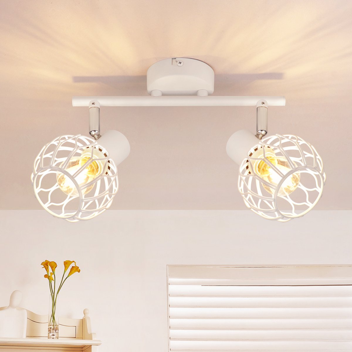 NETTLIFE LED Plafondspot 2-Flammig Wit - E14 Metalen Deckenlampe | 350° Draaibaar & Schwenkbaar | Moderne Plafondlamp voor Gang Keuken & Hal | Zonder Lampen
