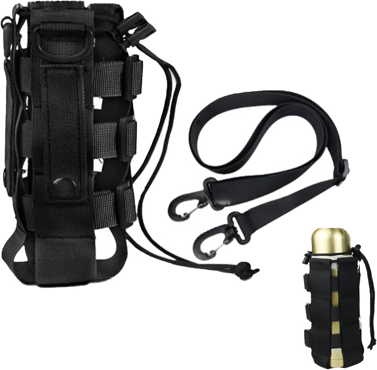 Vastsea Bottle Holder with Drawstring and Buckles, Adjustable Webbing Water Bottle Bags, Adjustable Width from 7-15cm - ShopVlot