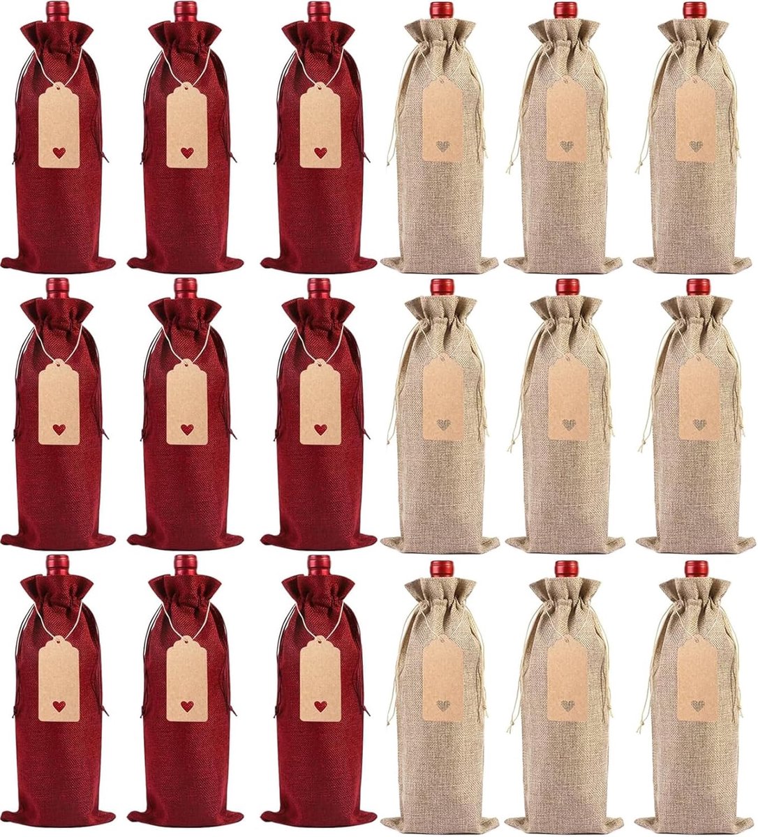 Lostwry 18 Pieces Jute Wine Bags, Reusable Wine Bags, Jute Wine Bags with Drawstring, Wine Bottle Bag, Wine Bag for - ShopVlot