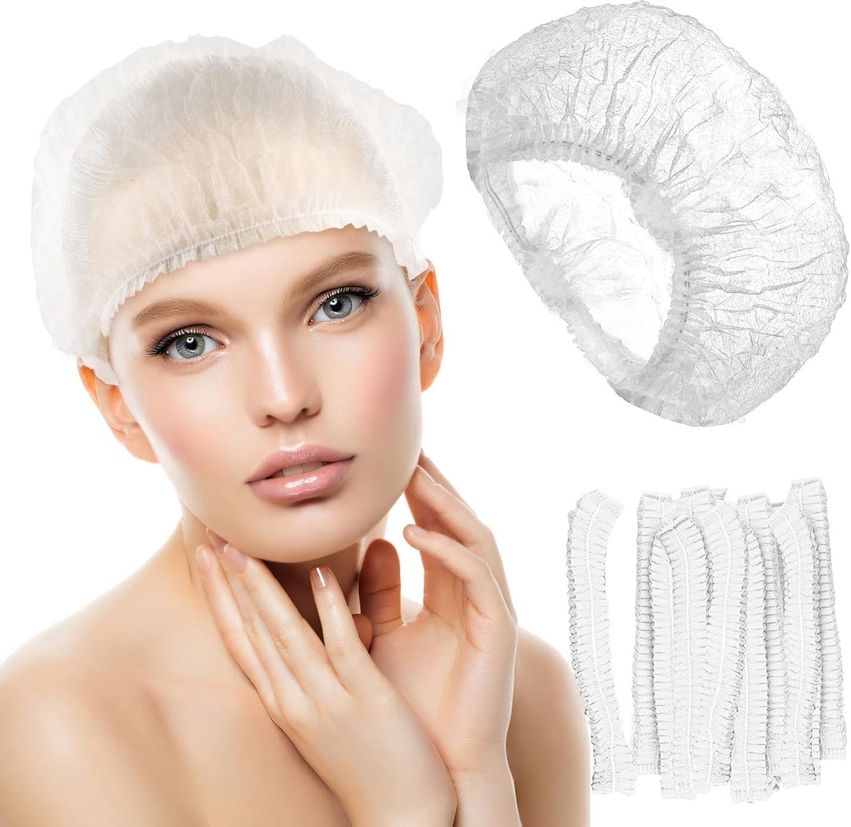 Pack of 50 Disposable Hair Nets Sister Caps Operation Headpieces 52 cm Hygiene Accessories for Medicine Disposable - ShopVlot