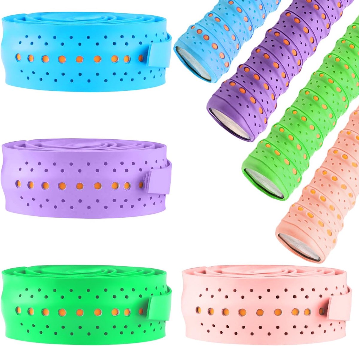 4 Pieces Badminton Grip Band Self Adhesive Tennis Grip Band Overgrip Squash Racket Band Grip Band Tennis Racket for - ShopVlot