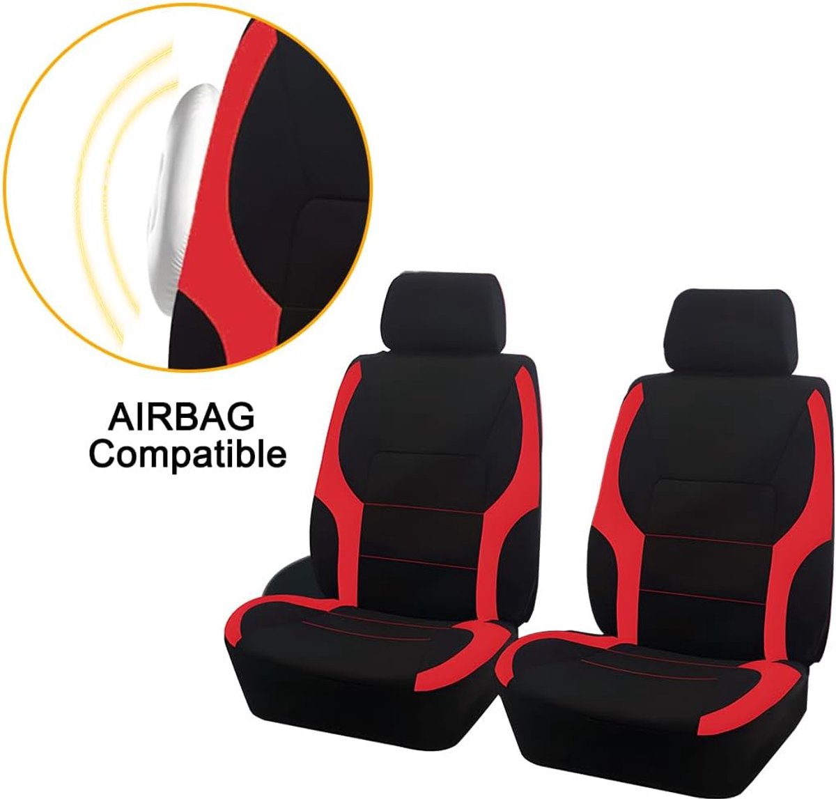 SnelShoppen - Auto Stoelhoezen Set 4 Stuks - Universele Voorzit Hoezen met Hoofdsteunhoezen - Rood Polyester Bescherming - Comfortabel en Duurzaam voo