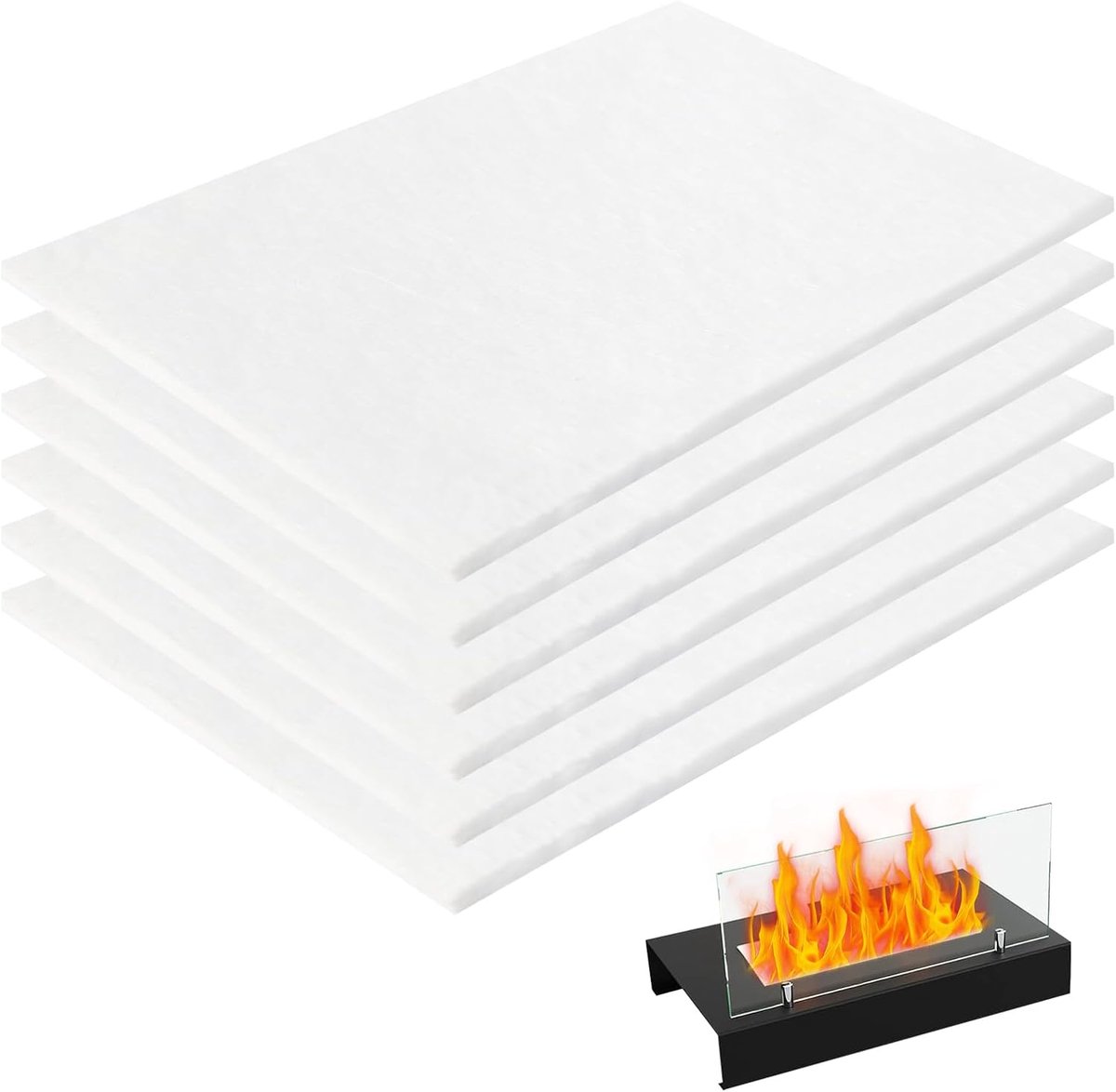 SnelShoppen - Keramische Wol voor Bio-ethanol Haard, 6 Sponsen, Vervangingsvezel Isolatie voor Tafelhaard, 30 x 20 cm, Hoogwaardige Warmtebestendighei