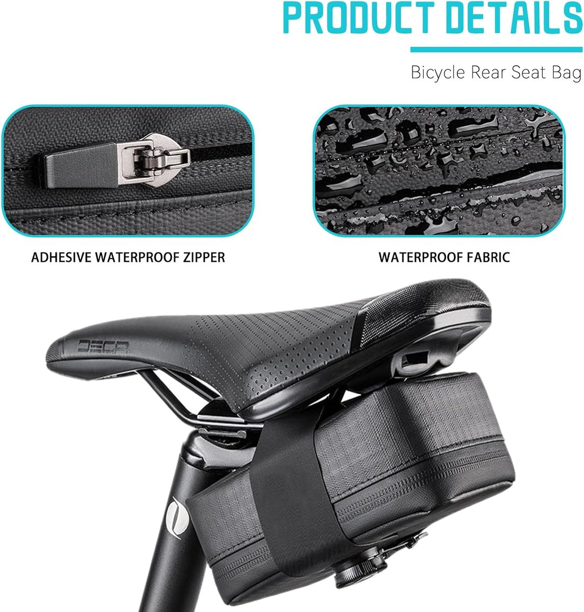 SnelShoppen - Fiets Zadeltas - Waterdichte Fietstas met Rotatieknop, Fietsaccessoires, Zwart, Voor Kleine Spullen, Perfect voor Fietstochten en Buiten