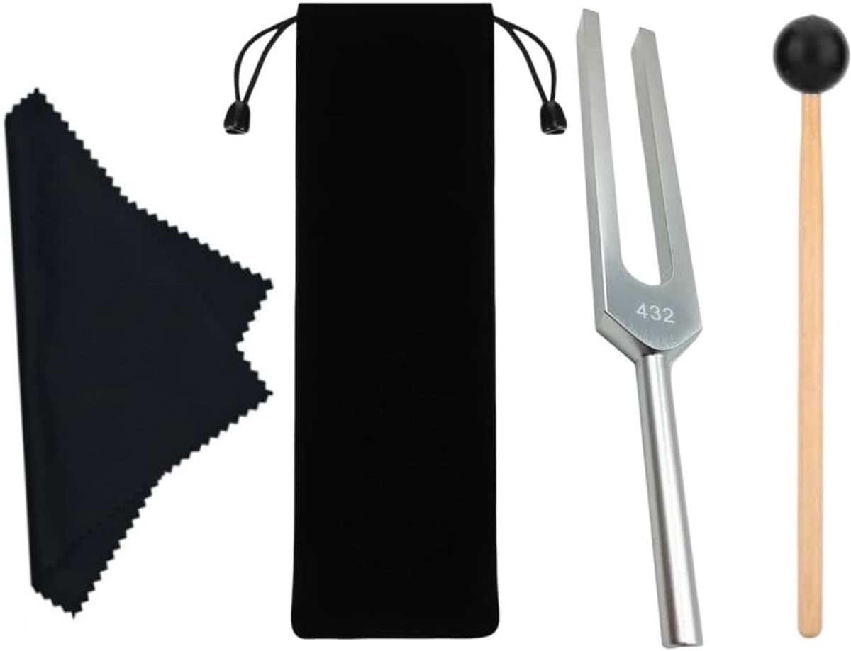 SnelShoppen - 432 Hz Stemvork van Roestvrij Staal en Siliconen - Tuning Fork met Hamer en Stof voor Ultieme Genezing en Ontspanning - Perfect voor Med