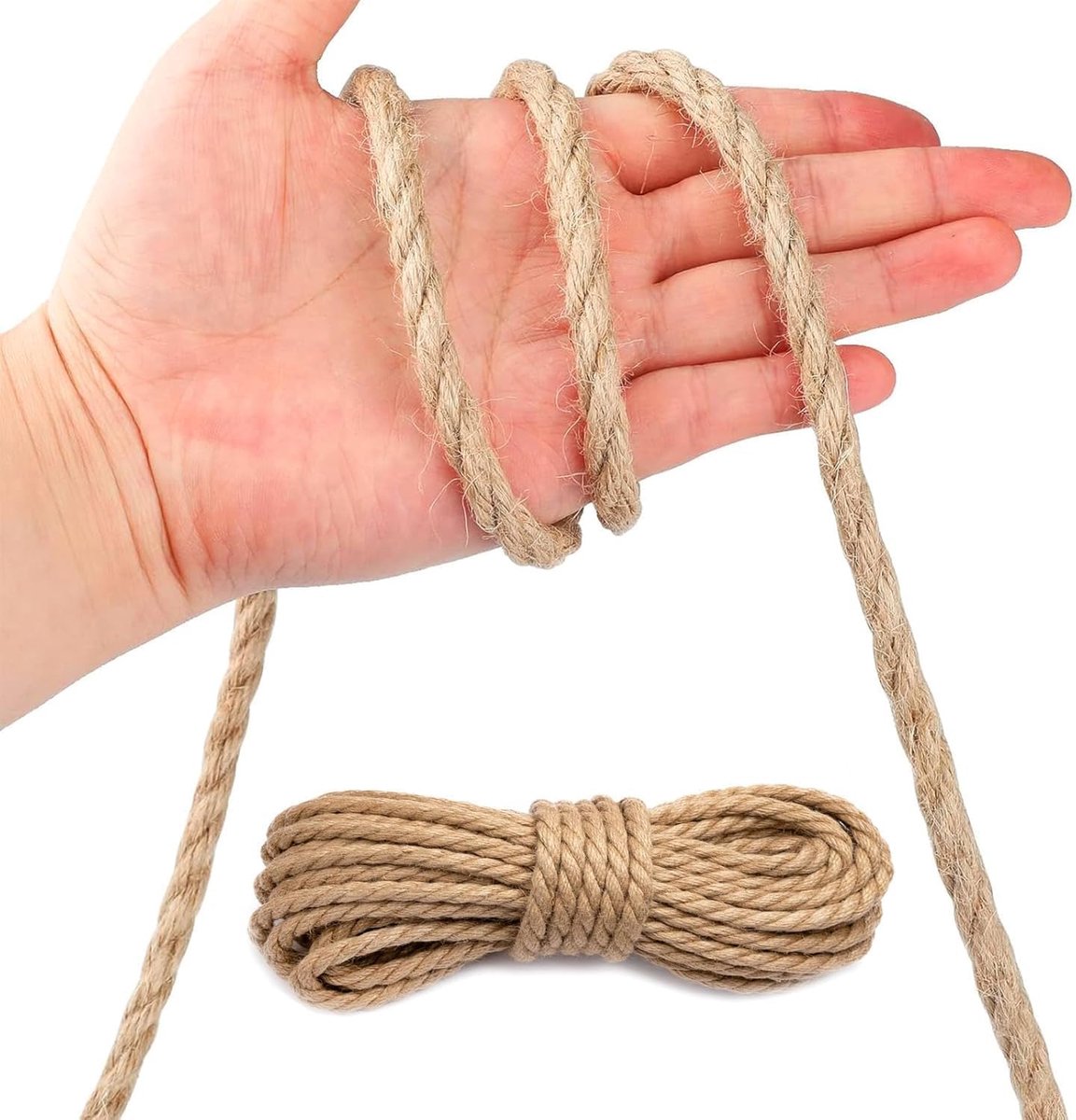 SnelShoppen - Jute Touw 14mm x 15m - Sterk, Natuurlijk en Milieu-vriendelijk - Ideaal voor Tuin, Hobby, Klussen en Decoratie