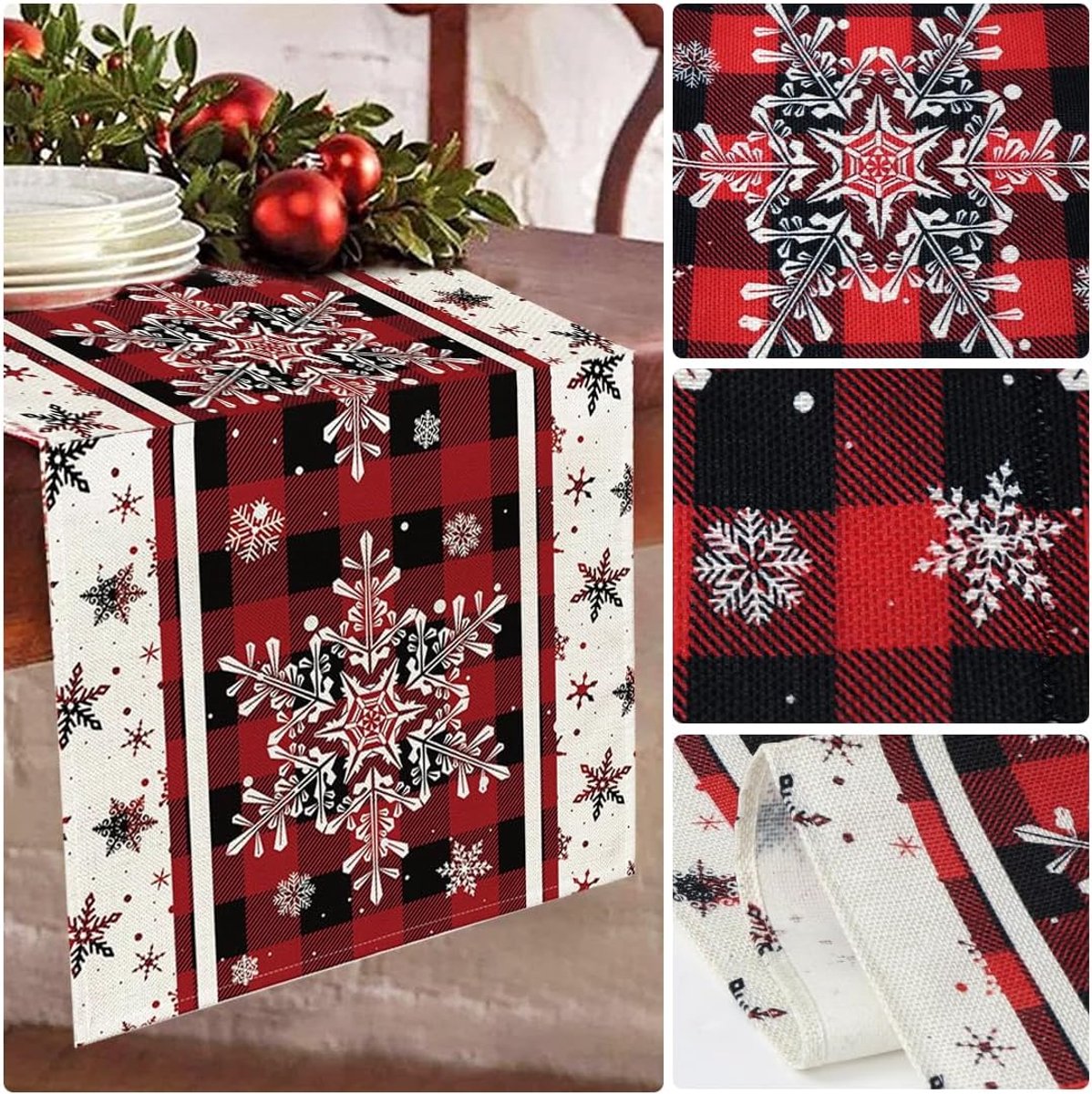 Tafelkleed Kerst Sneeuwvlok - 33 x 183 cm - Winter Tafel Runner - Perfect voor feestelijke decoratie - ShopVlot