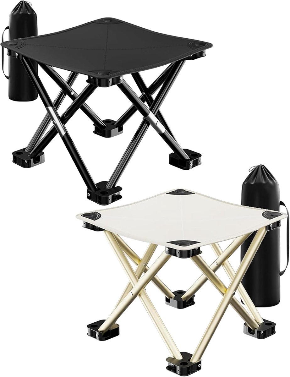 SnelShoppen - Set van 2 Camping Stools, Opvouwbare Stoelen, Draagbare Vouwstoelen, Visstoel voor Camping, Hiking, Jacht, Vissen, Reizen, Inclusief Dra