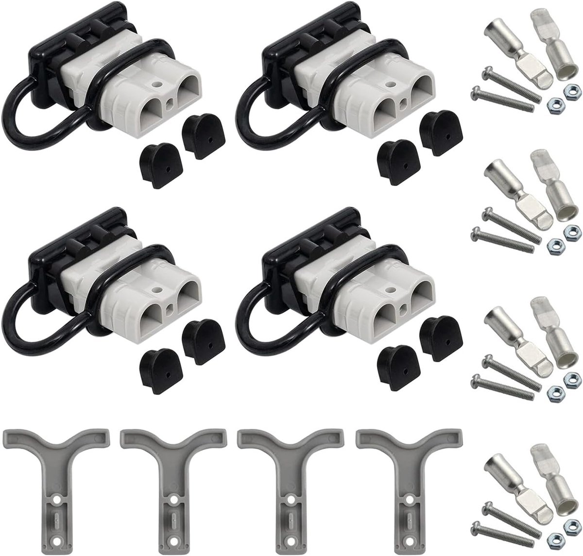 GTIWUNG Pack of 4 Battery Connectors 50A 600V Plug Grey Quick Connect Battery Connector Quick Connect Plug with Dust - ShopVlot