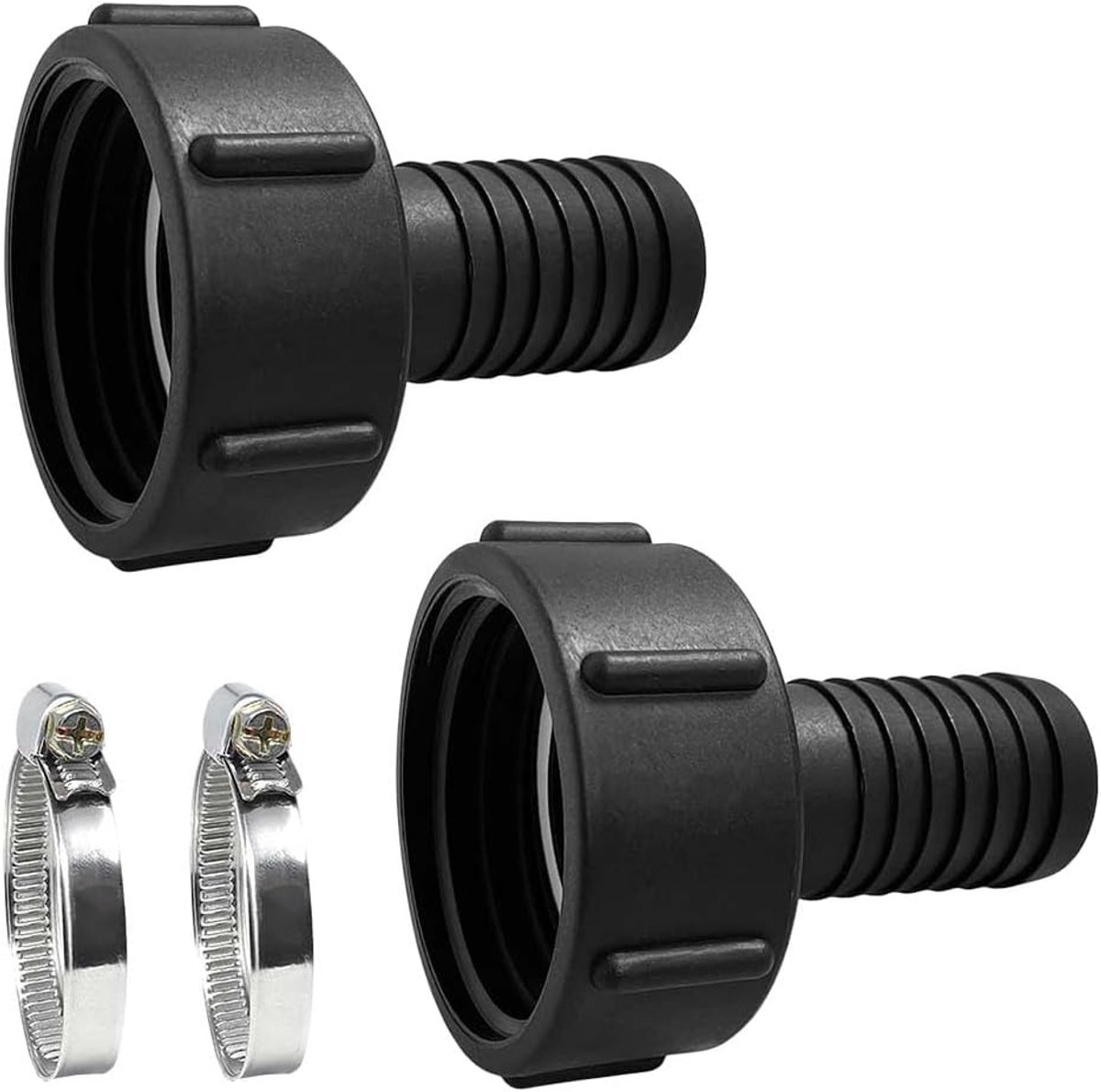 IBC tank adapter S60x6 - 2-delig met slangklemmen - kunststof materiaal - voor tuinleiding en waterslang - ShopVlot